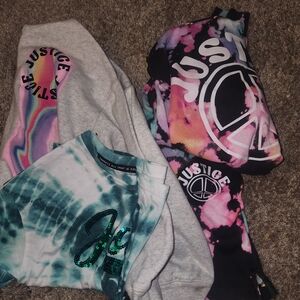 Justice Tie-Dye and Gray Sweatshirts